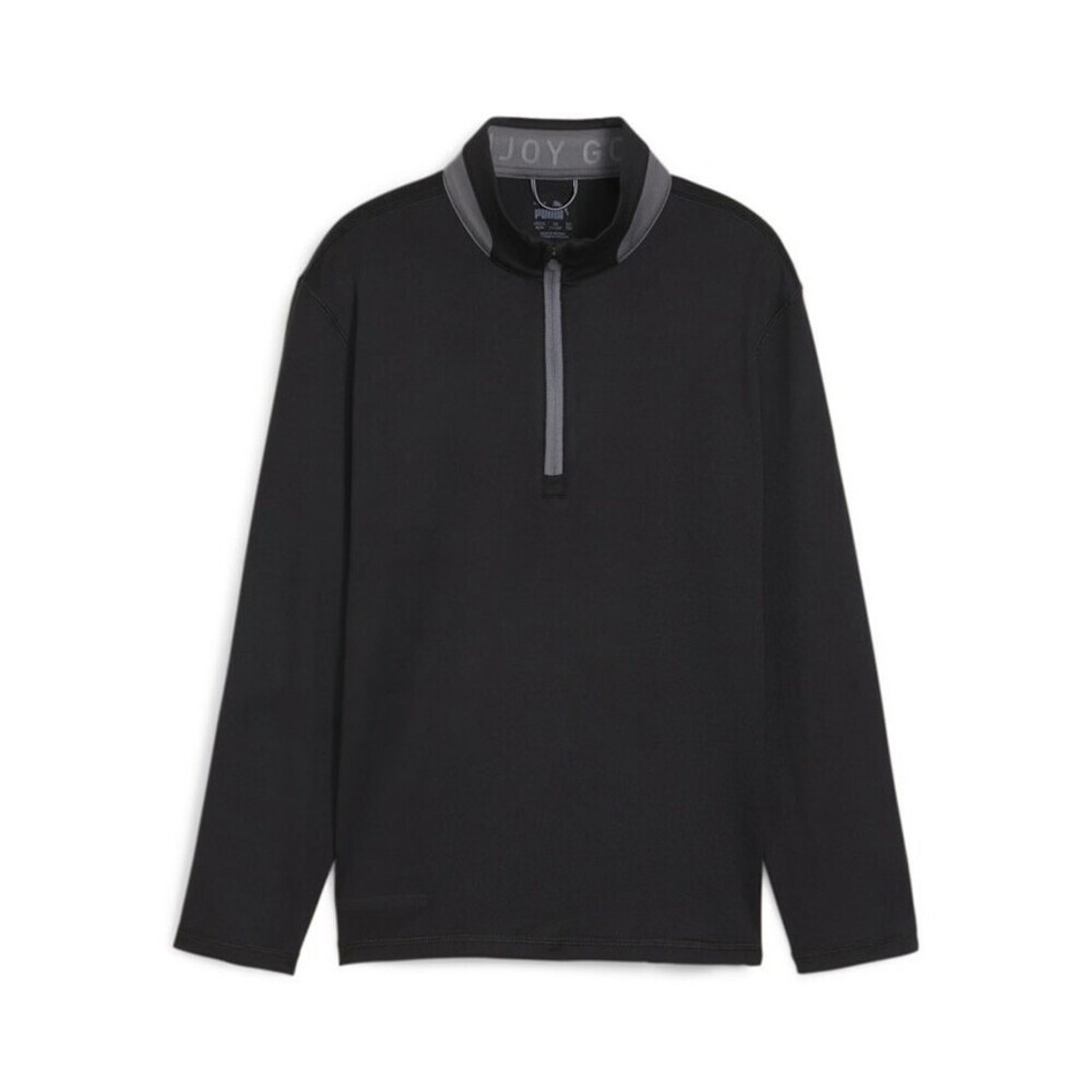 PUMA Golf Jacket Kids Boys Medium Black Quarter Zip Long Sleeve Pullover RED468